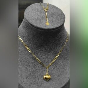18k real saudi LIGHT WEIGHT yellow gold Heart Necklace
